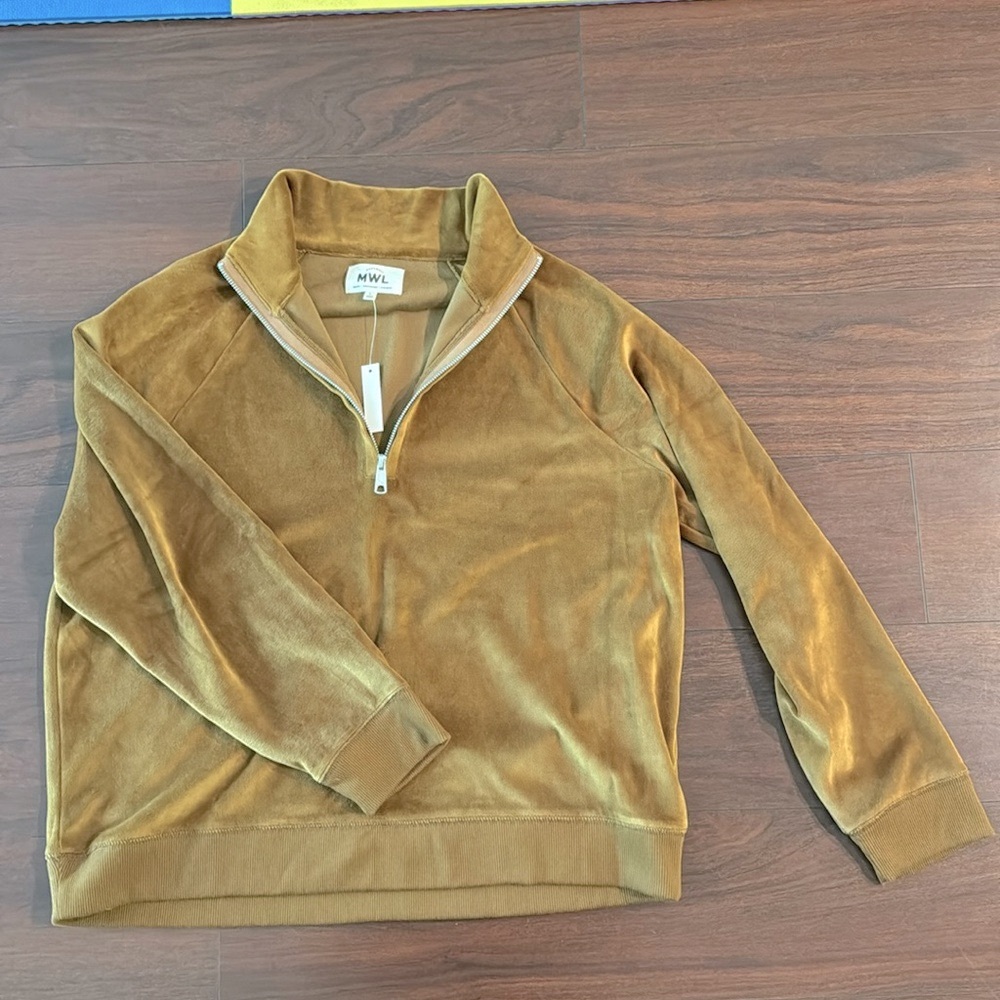 *NWT* MADEWELL / QUARTER ZIP VELOUR SWEATSHIRT